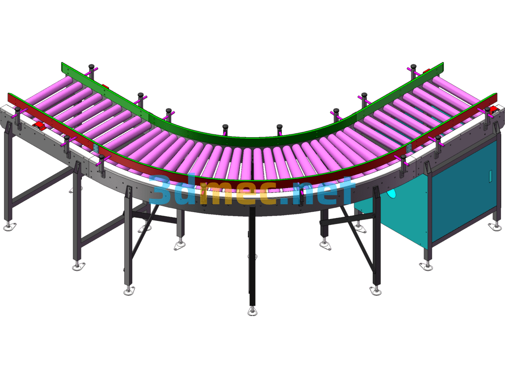 90° Turning Roller Line - 3D Model SolidWorks Free Download