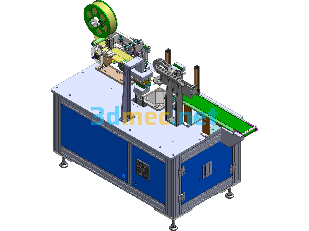 Arc Surface Labeling Machine Sticker Machine - 3D Model SolidWorks Free Download