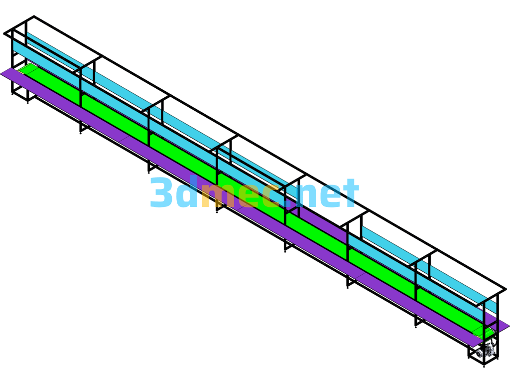 Standard H-Type Computer Display Assembly Line - 3D Model SolidWorks Free Download