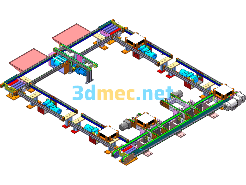 Automatic Circulation Conveyor Line - 3D Model SolidWorks Free Download