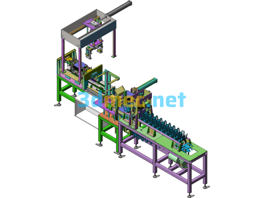 Electrode Group Transfer Equipment-Automatic Electrode Group Transfer/Coating/Ear Bending/Shaping Production Line - 3D Model SolidWorks Free Download