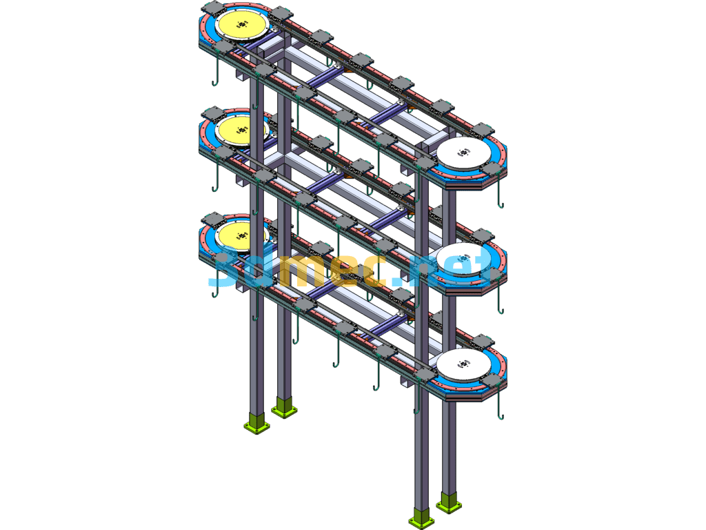 Ring Pendant Rotating Three-Dimensional Coating Production Line - 3D Model SolidWorks Free Download