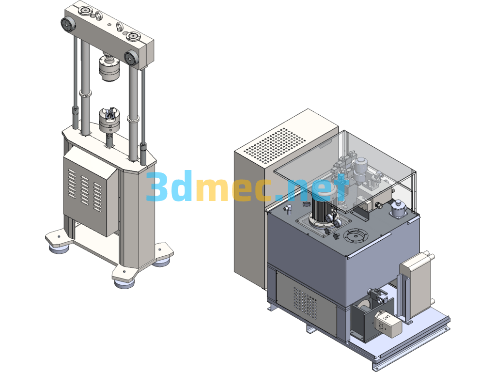 Electro-Hydraulic Servo Fatigue Testing Machine Based On Microcomputer Control - 3D Model SolidWorks Free Download