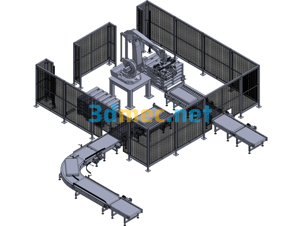 Robot Automatic Palletizing Bagging Fixture ABB Robot - 3D Model Exported Free Download