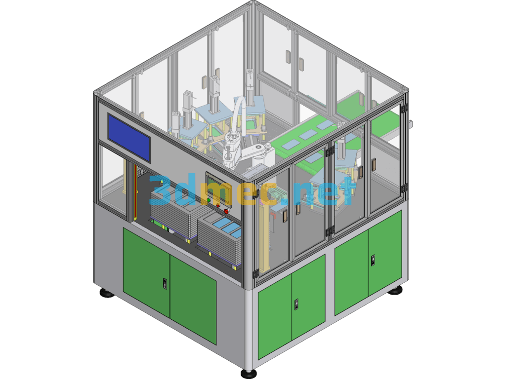 Fully Automatic Airtightness Testing Equipment To Test The Sealing Of Mobile Phone CG Glass Modules - 3D Model SolidWorks Free Download