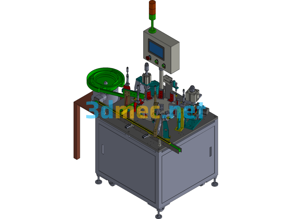 Motor Housing Rear Cover Automatic Assembly Machine - 3D Model Creo.Parametric Free Download