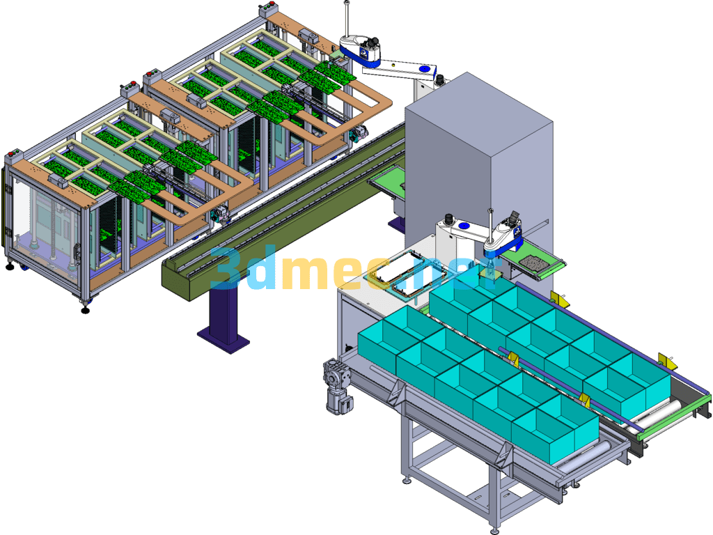 Automatic Loading And Unloading Equipment With Robot - 3D Model SolidWorks Free Download