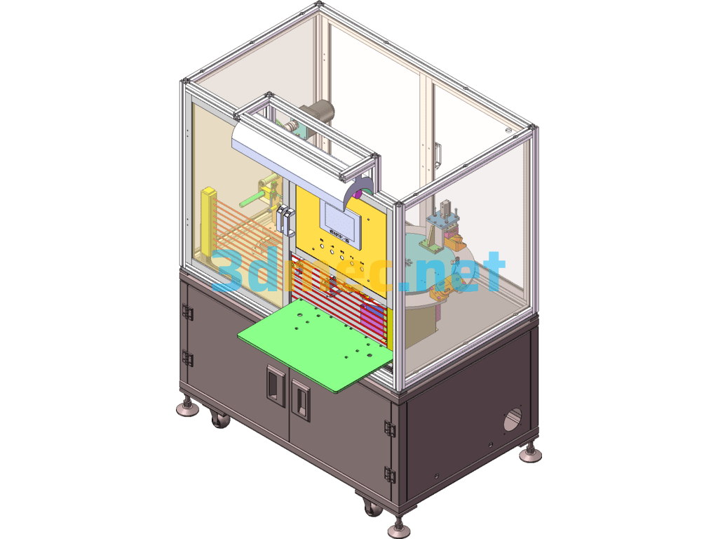 Inclined Surface Automatic Labeling Machine - 3D Model SolidWorks Free Download