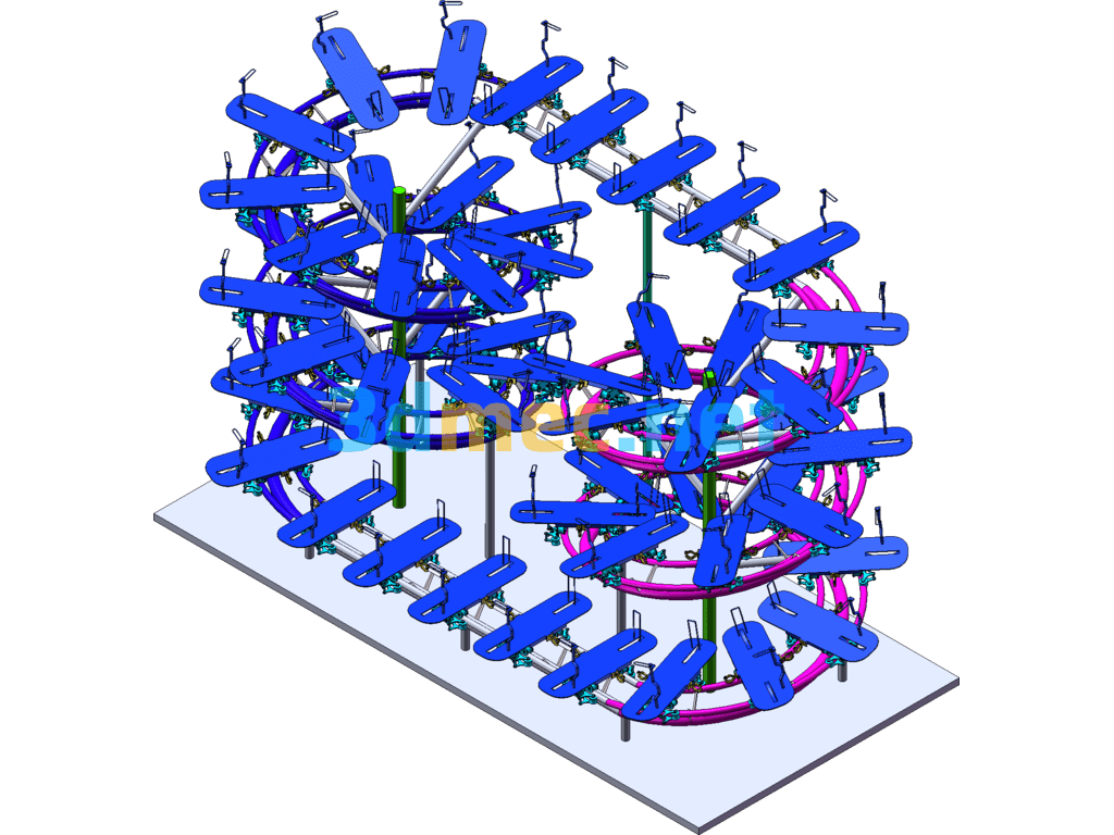 Twin Spiral Track Parking Garage - 3D Model SolidWorks Free Download