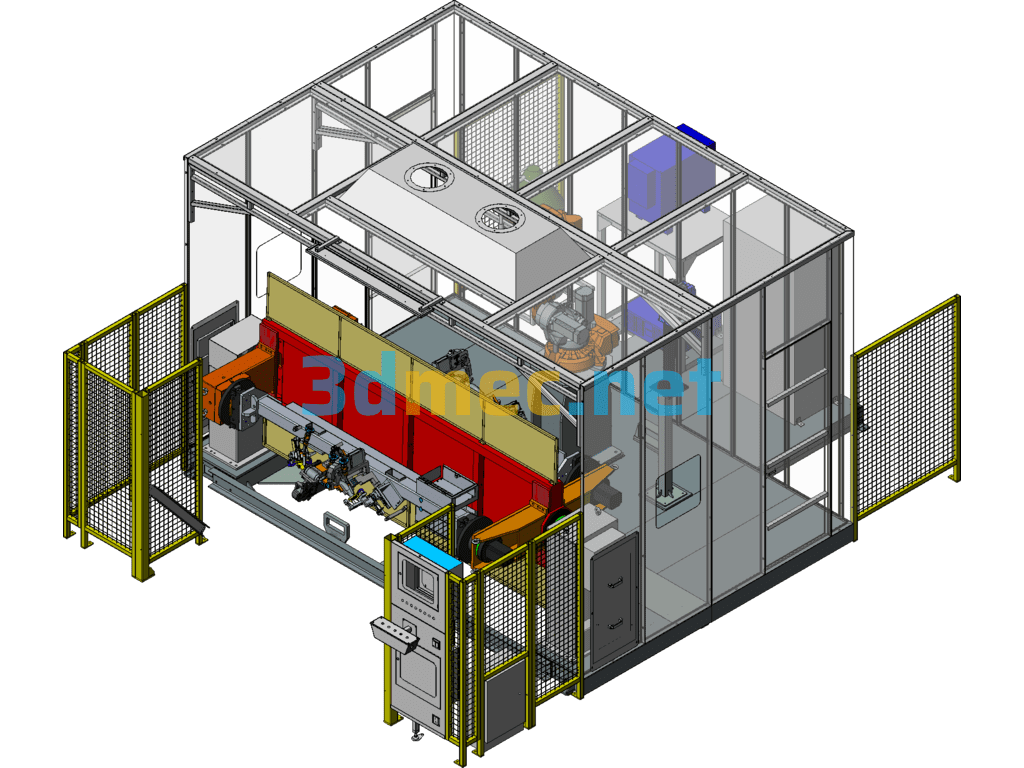 Automobile Exhaust Pipe Welding Workstation Design Model (Robot Welding) - 3D Model SolidWorks Free Download