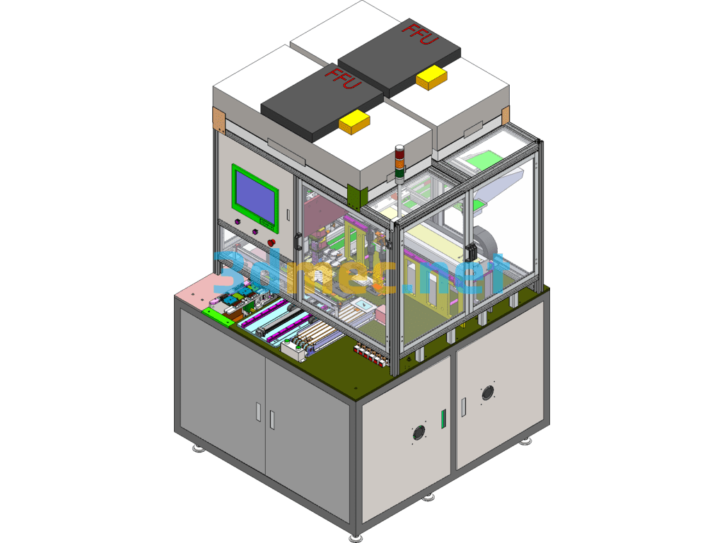 3.2-5 Inch Mobile Phone LCD Screen And Backlight Automatic Attachment Equipment - 3D Model SolidWorks Free Download