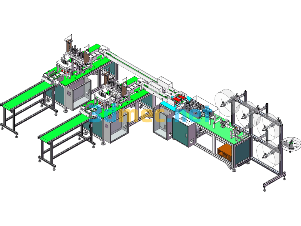 Fully Automatic Mask Machine SolidWorks Mask Machine Drawings (3D+2D+BOM Details) Fully Automatic Plane One-To-Two Mask Machine - 3D Model SolidWorks Free Download