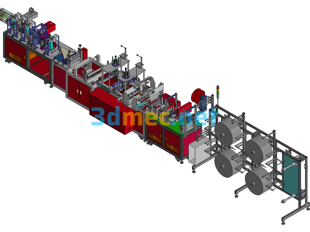 N95 Mask Machine-Automatic Labeling Continuous Folding Machine Production Line - 3D Model Exported Free Download