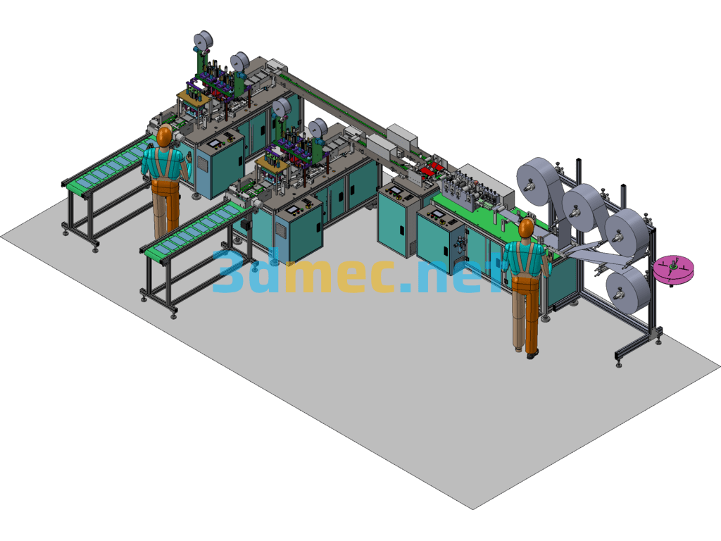 Fully Automatic One-To-Two Flat Mask Machine (3D Supplementary Version) - 3D Model Exported Free Download