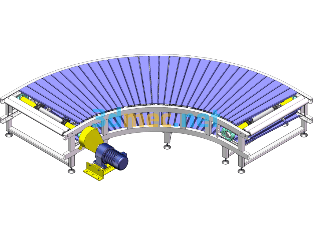 90 Degree P=38.1 Curved Plate Chain Conveyor - 3D Model SolidWorks AutoCAD-ZWCAD Free Download