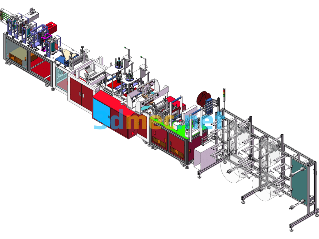 Fully Automatic NK95 Mask Machine Assembly Line N95 Mask Machine Full Set 3D/Engineering Drawing/BOM/Electrical - 3D Model SolidWorks Free Download