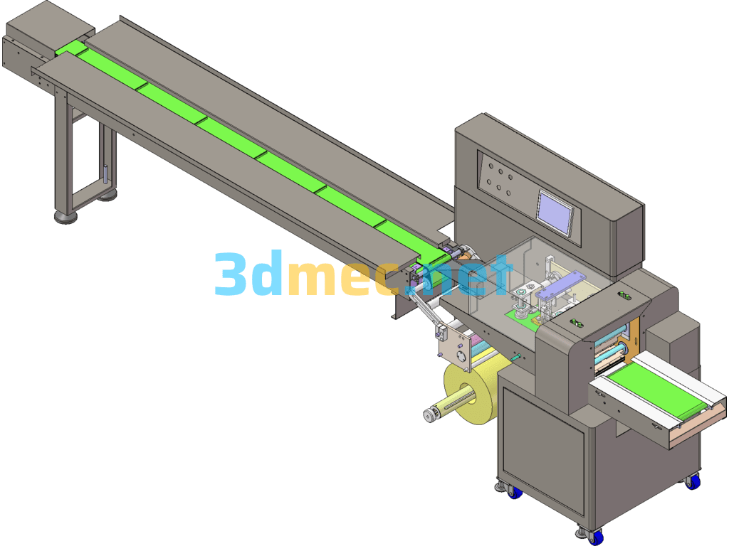 Standard 300 Pillow Packaging Machine (Mask Packaging Machine) - 3D Model SolidWorks Free Download