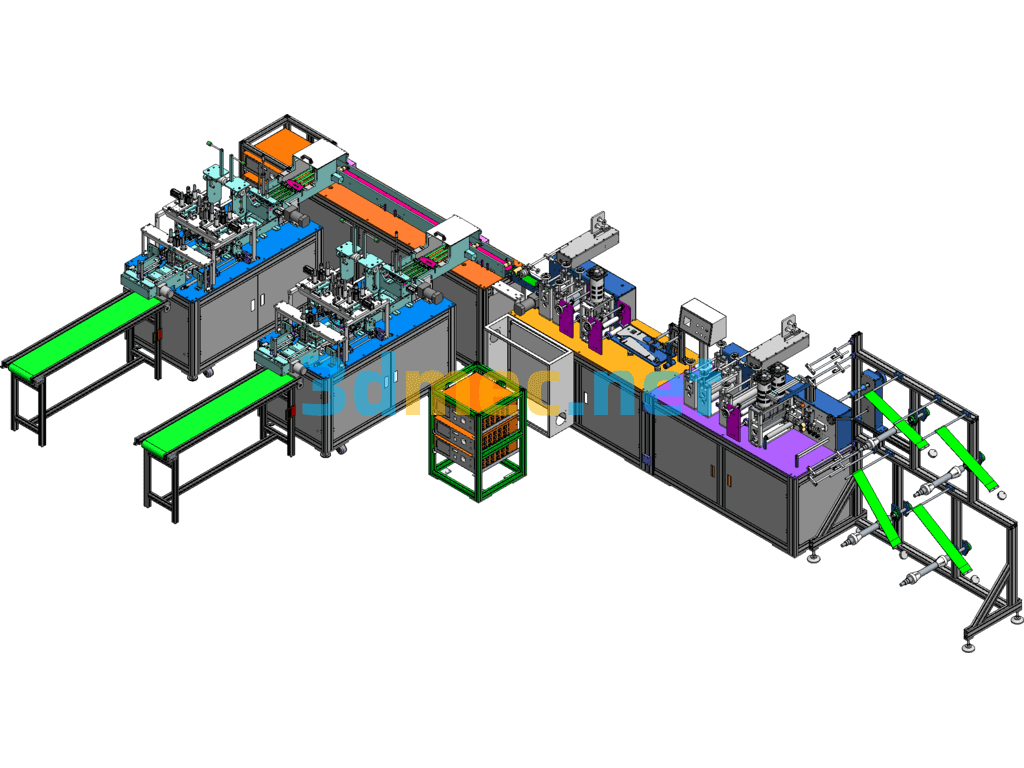 Complete Set Of Korean KF94-Fish Shape/Willow Leaf Shape Drawing Mask Machine - 3D Model SolidWorks Free Download