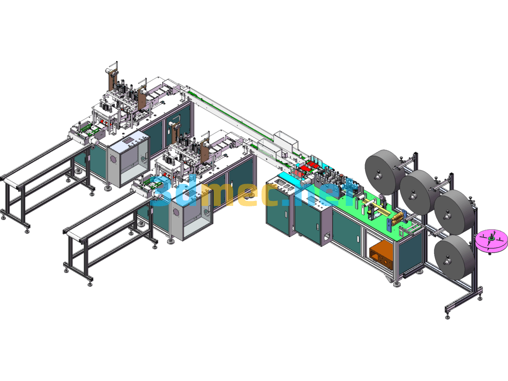 Children's Mask Machine, Children's Flat Mask One To Two Outer Ear Strap Machine - 3D Model SolidWorks Free Download