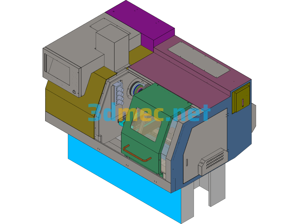 Double Head CNC Lathe - 3D Model SolidWorks Free Download