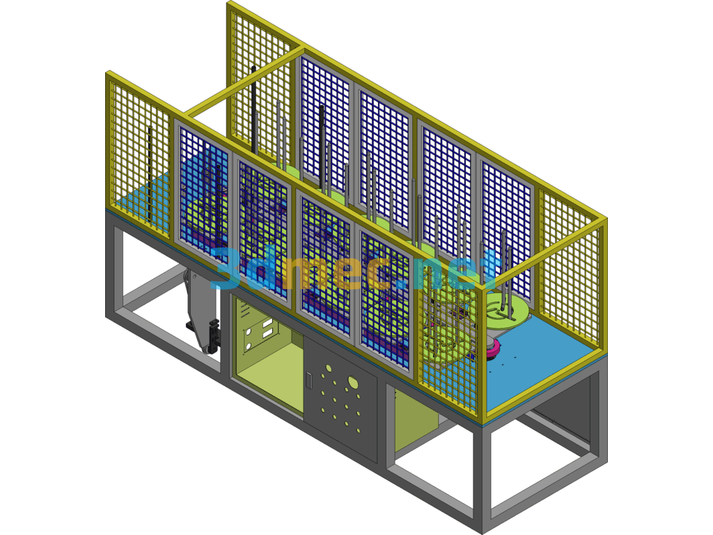 12-Station Circulation Conveyor Rack - 3D Model SolidWorks Free Download