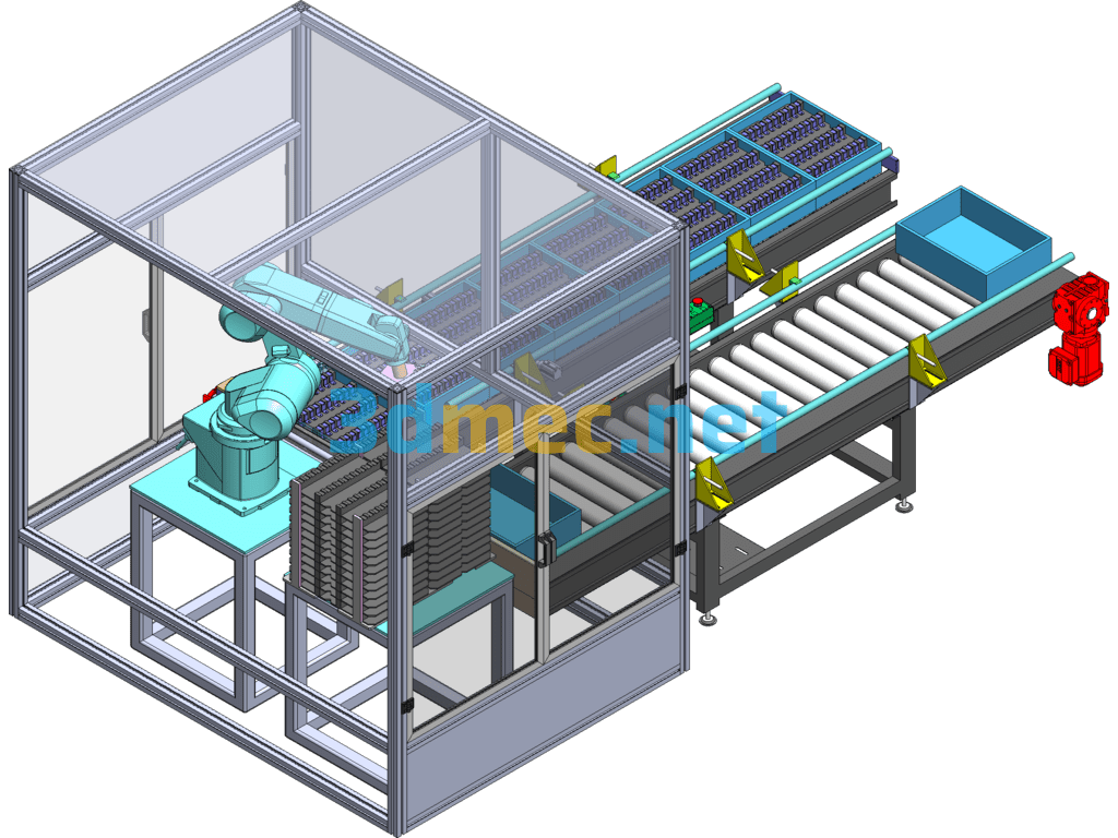 MALE Automatic Feeding Machine Production Line - 3D Model SolidWorks Free Download