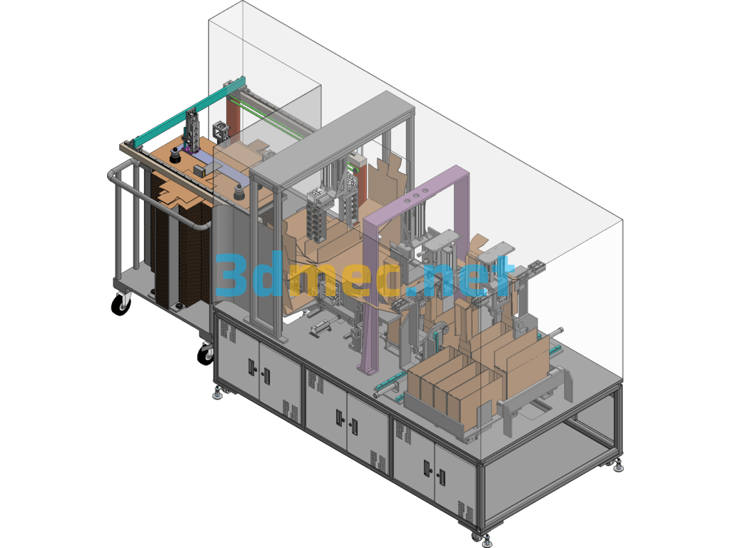 Automatic Folding Carton Equipment, Folding Box Machine - 3D Model SolidWorks Free Download