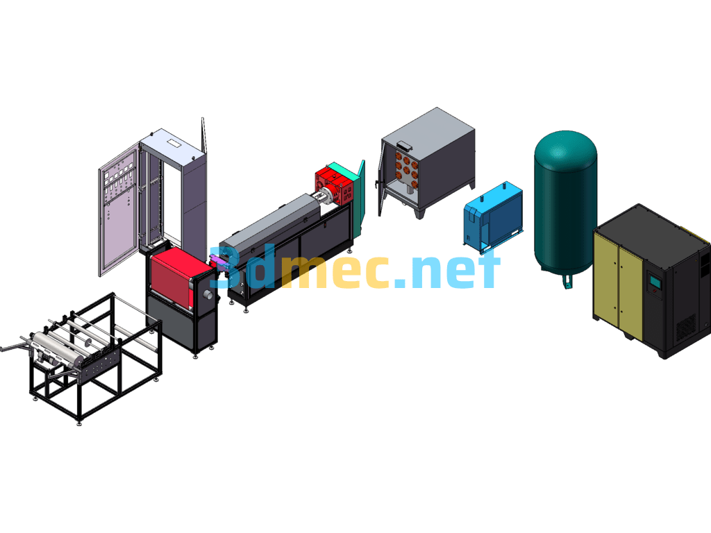 Meltblown Machine/Meltblown Cloth Production Equipment Full Set 3d + Engineering Drawing + BOM + Electrical - 3D Model SolidWorks Free Download