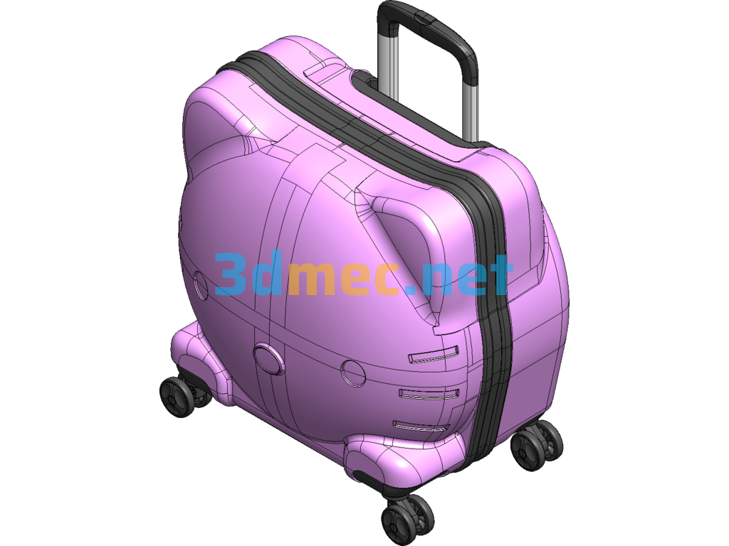 Kitty Cat Children's Trolley Case - 3D Model SolidWorks Free Download