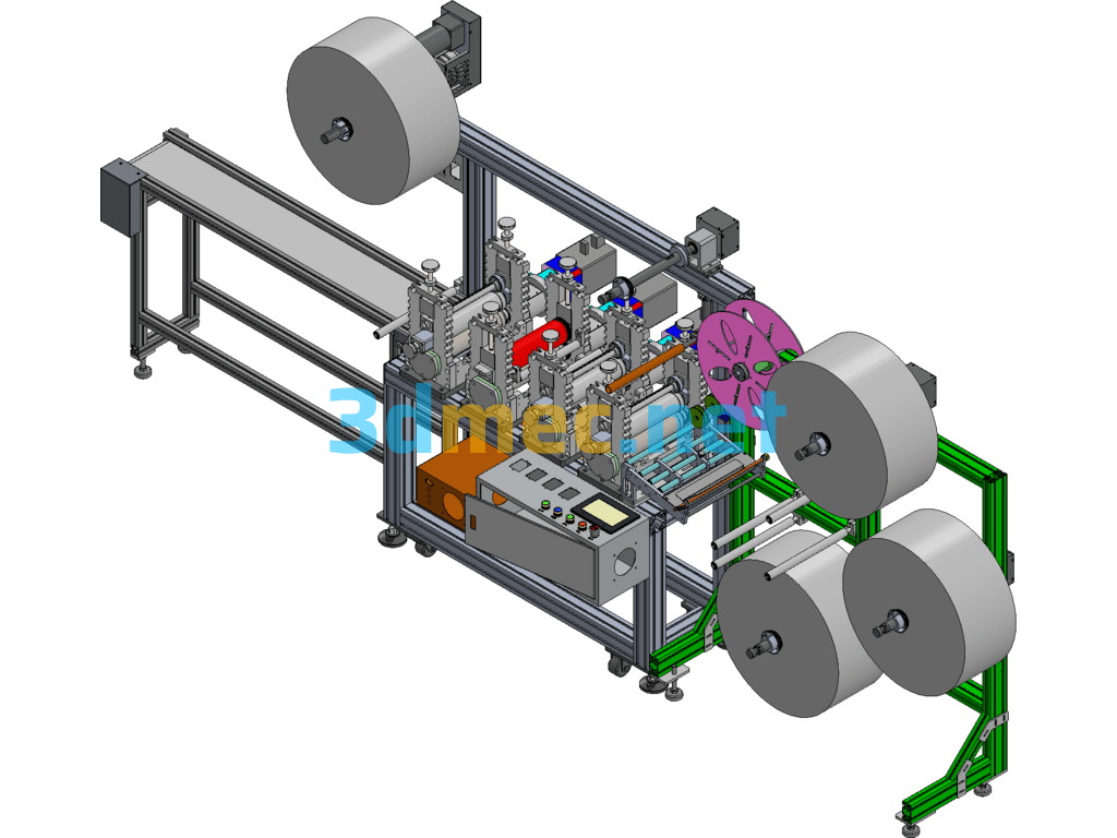 N95 Full Servo Driven Mask Sheeting Machine - 3D Model SolidWorks Free Download