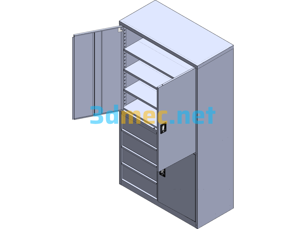 Double Door Storage Cabinet - 3D Model SolidWorks Free Download