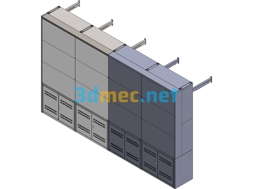 4*3 Cabinet Display Splicing Electric Control Rack - 3D Model SolidWorks Free Download