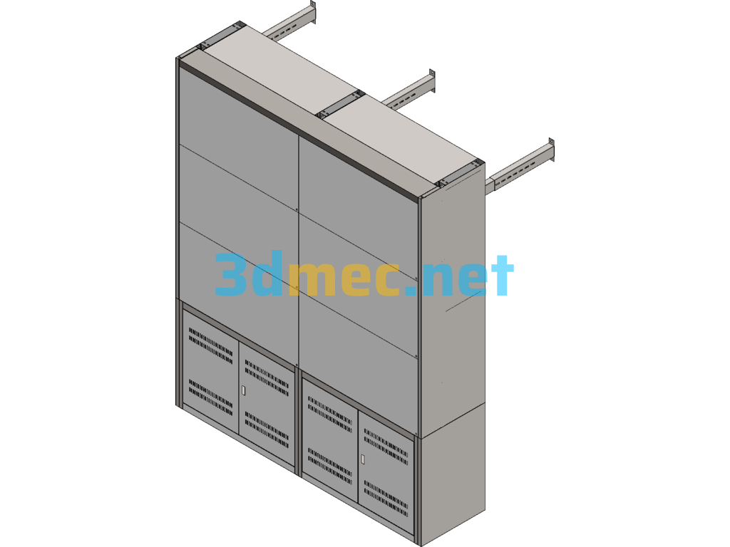 2*3 Splicing Display Monitoring Wall - 3D Model SolidWorks Free Download