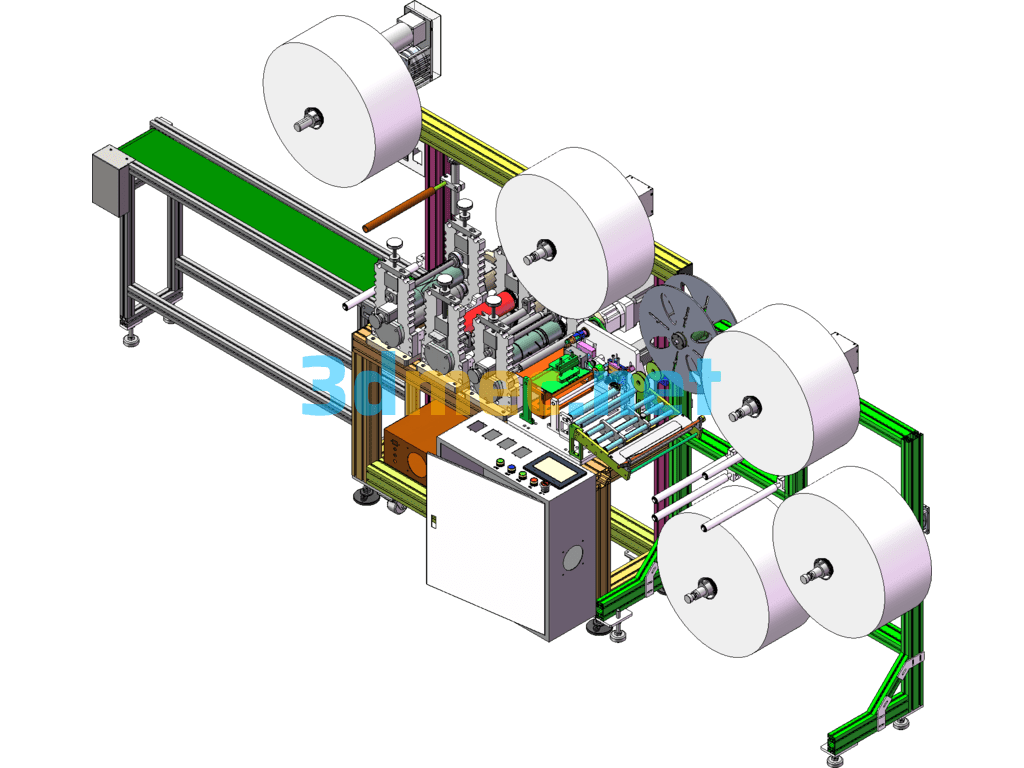 High-Speed N95 Full-Servo Sheeting Machine 3D + Engineering Drawing + BOM List 120 Pieces/Minute N95 Mask Machine - 3D Model SolidWorks Free Download