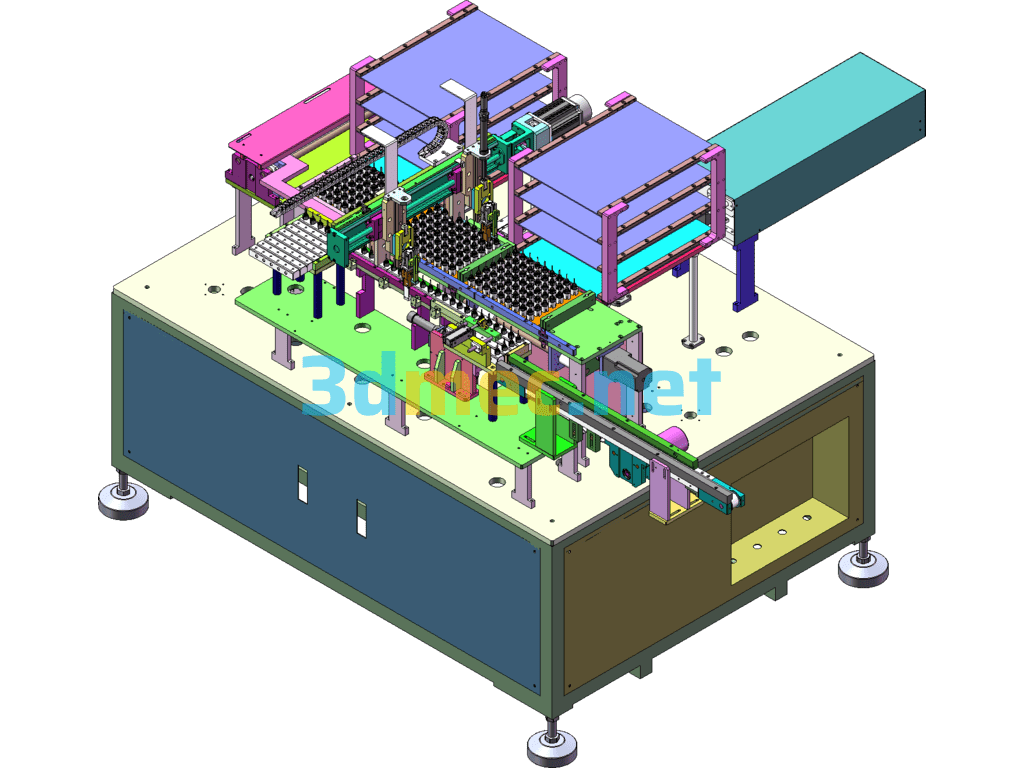 Rotor Discharging And Tray Placing Machine Automatically Loads And Unloads - 3D Model SolidWorks Free Download