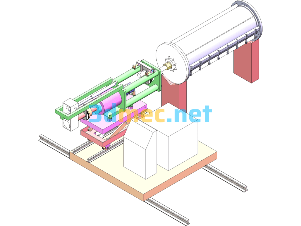 Horizontal Prestressed Pipe Pile Automatic Tensioning Machine - 3D Model SolidWorks Free Download