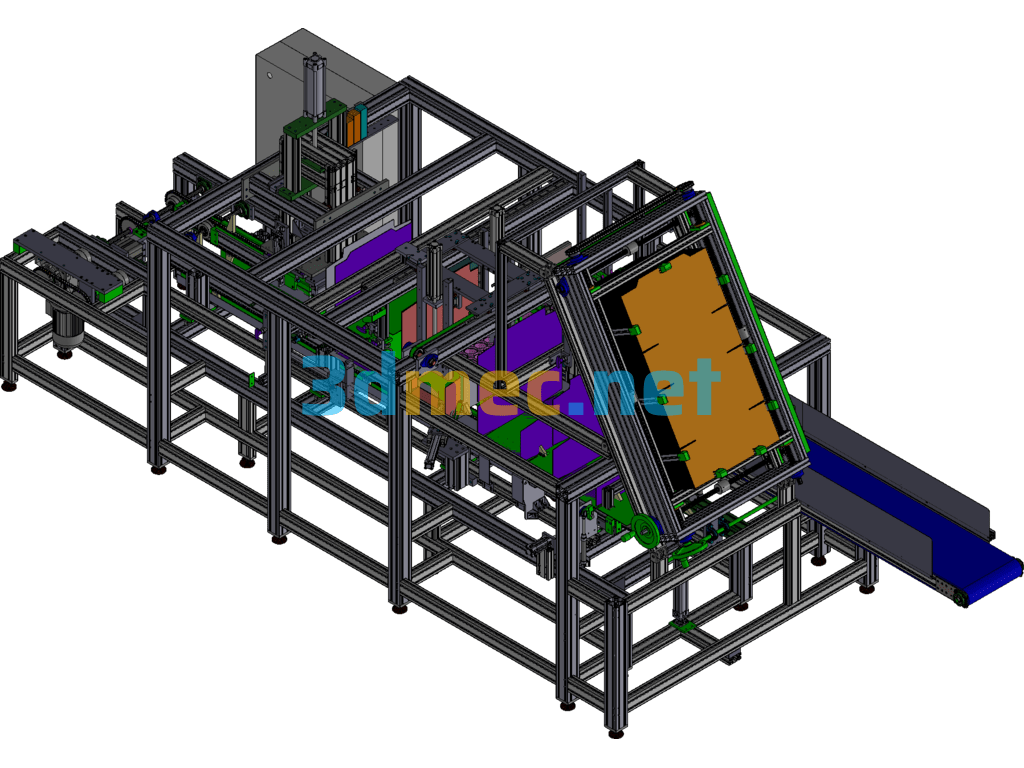 Cardboard Packaging Machine (Automatic Cardboard Unpacking, Forming, Bending And Sealing) - 3D Model Exported Free Download