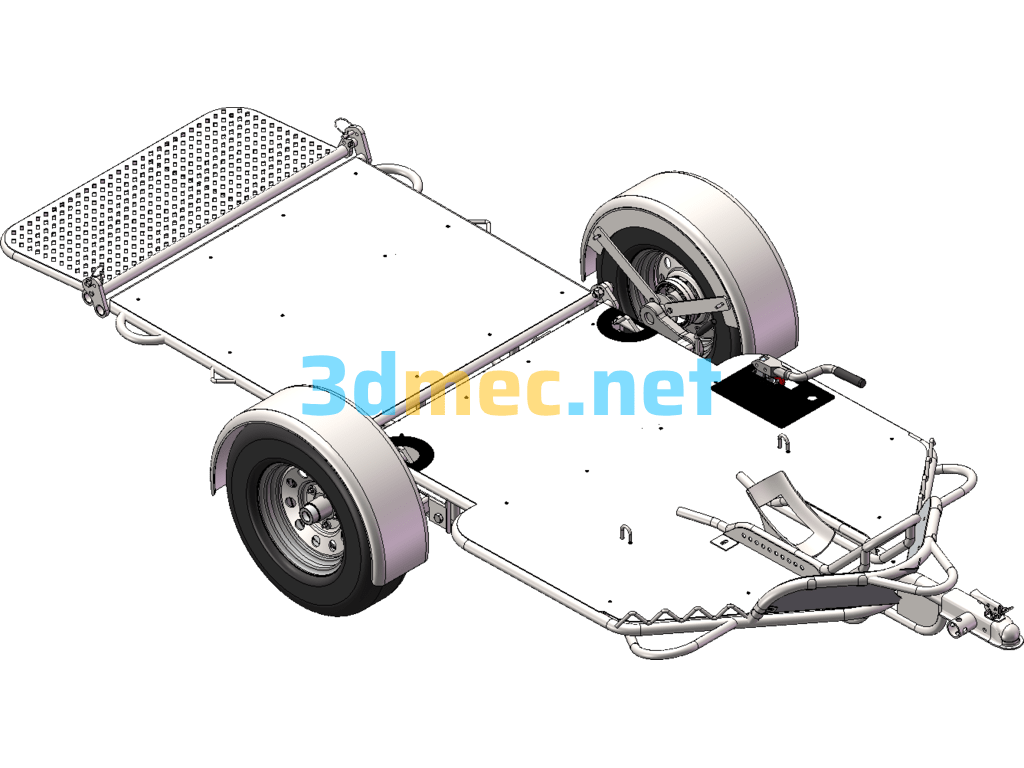 Car And Motorcycle Trailer - 3D Model SolidWorks Free Download