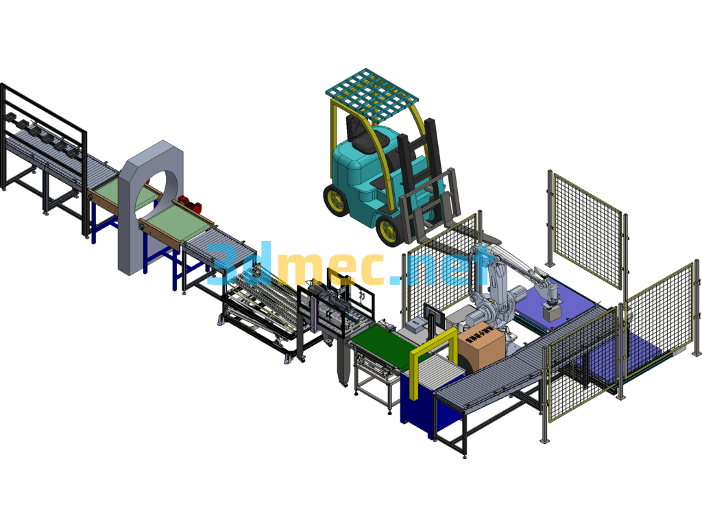 Laminating, Sealing, Weighing, Packing And Palletizing Machine - 3D Model SolidWorks Free Download