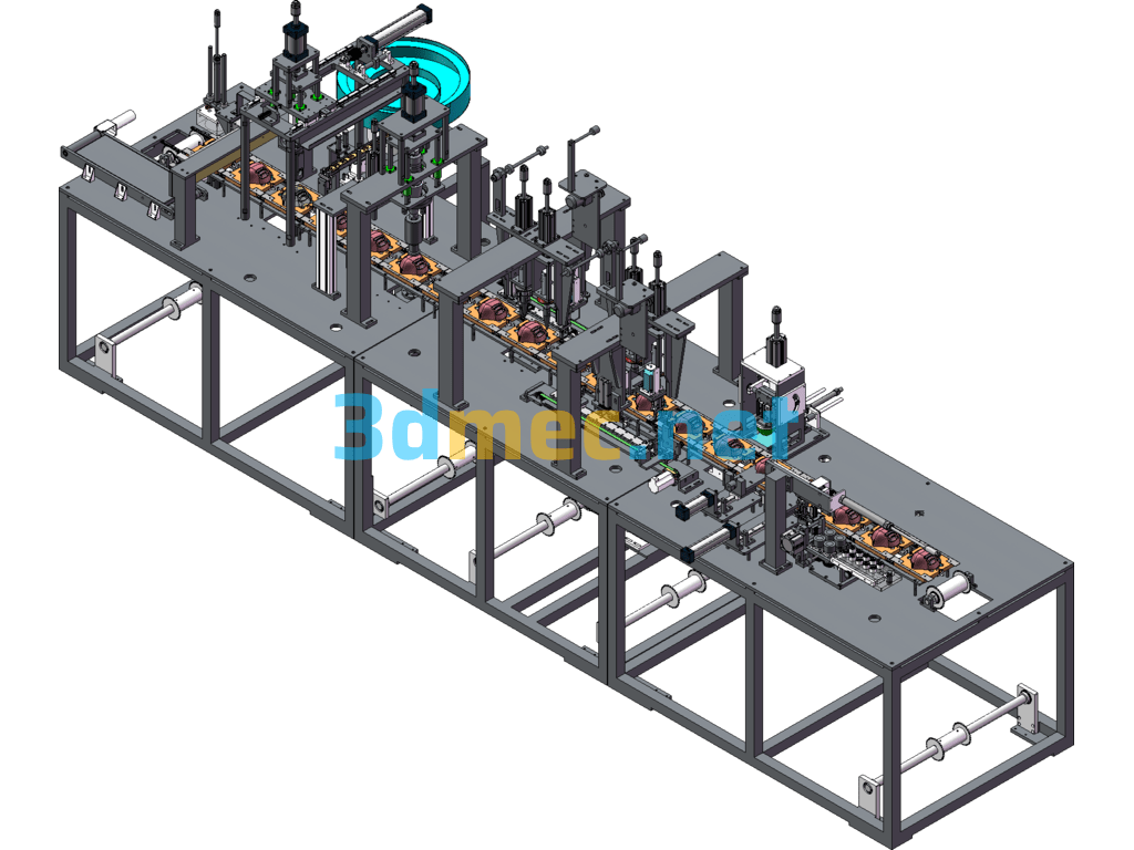 Cup-Type Mask Back Section Integrated Machine (Nose Bridge Sealing, Ear Strap Welding, Breathing Valve Stamping Integrated Machine) - 3D Model SolidWorks Free Download