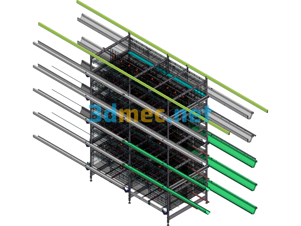 An Automated Chicken Cage - 3D Model SolidWorks ProE UG(NX) Free Download