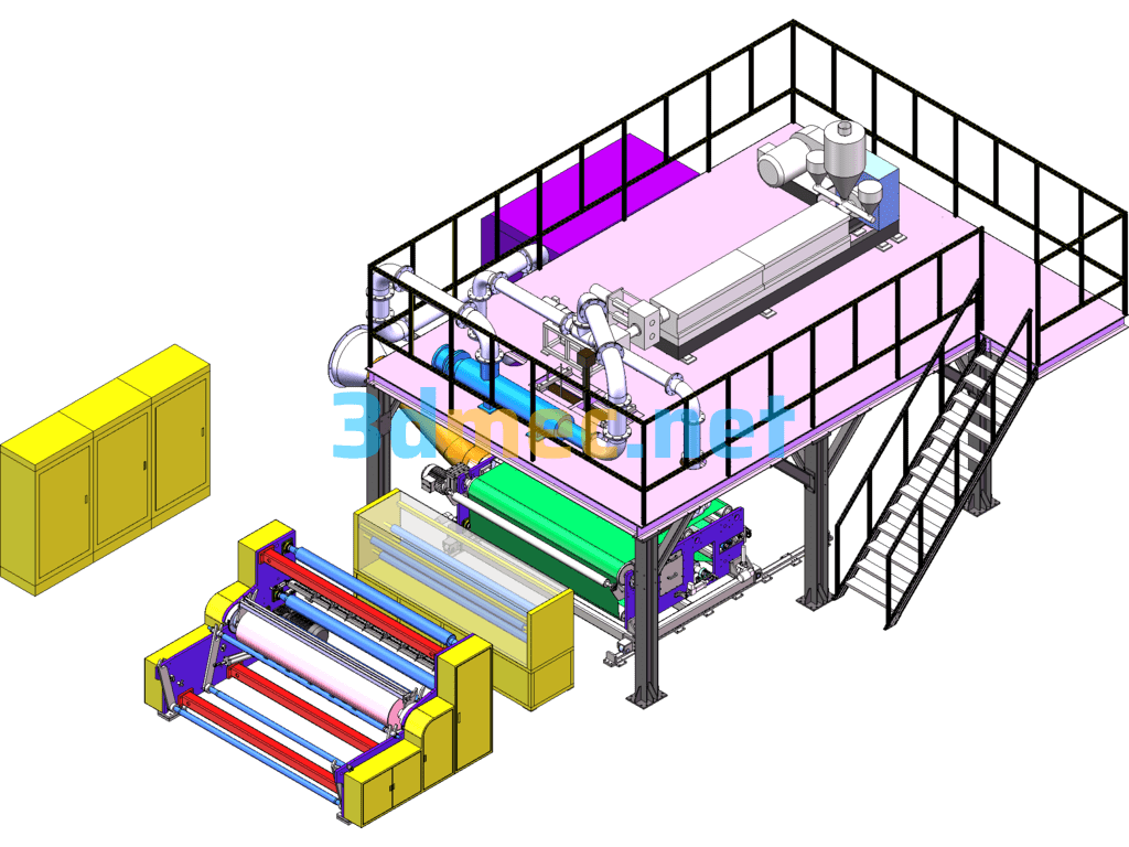 2400 Melt Blown Cloth Production Equipment (Melt Blown Machine) 3D+Engineering Drawing+CAD+PDF - 3D Model SolidWorks Free Download