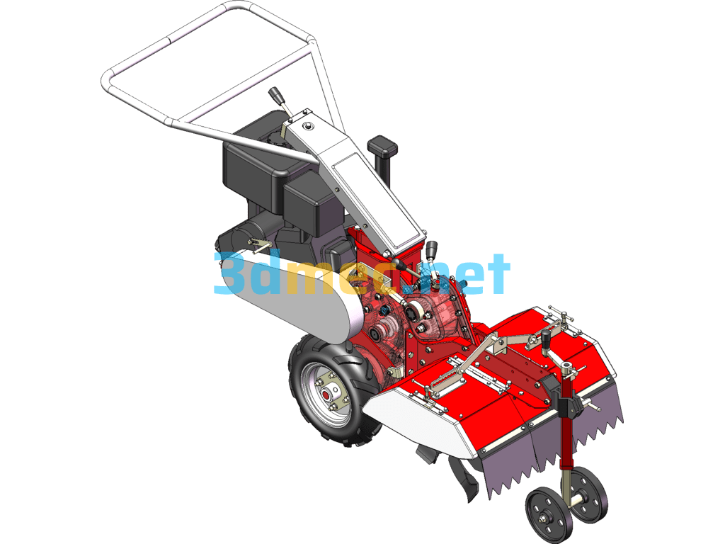 Agricultural Cultivator Double Wheel Cultivator - 3D Model SolidWorks Free Download