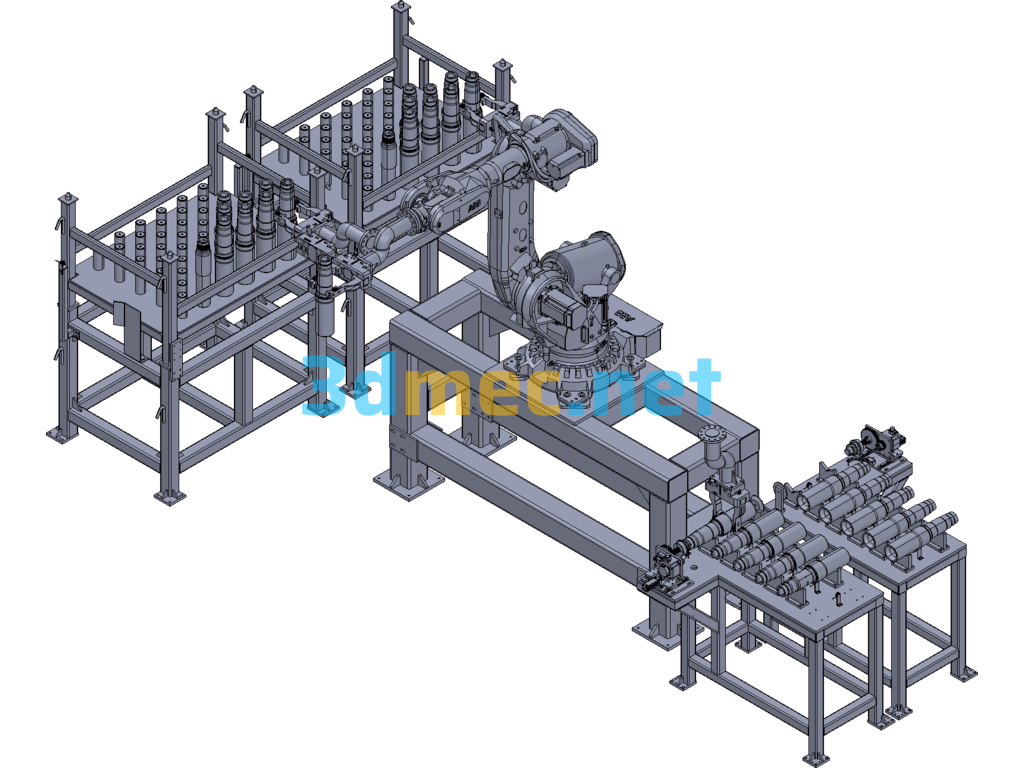 Robot Picking + Automatic Correction Workstation - 3D Model Exported Free Download