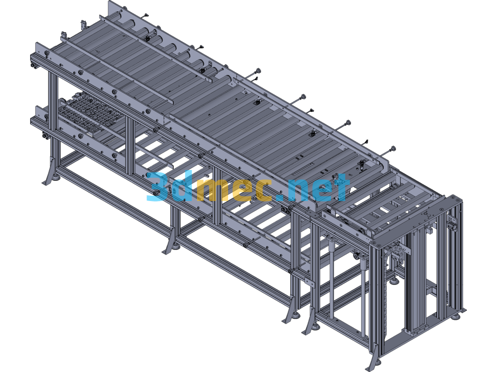 Double-Layer Drum Line + Return Flow Lifting Mechanism - 3D Model Exported Free Download