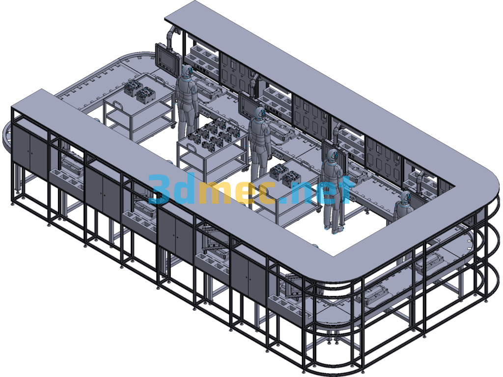 Hydraulic Valve Manual Intelligent Assembly Line - 3D Model Exported Free Download