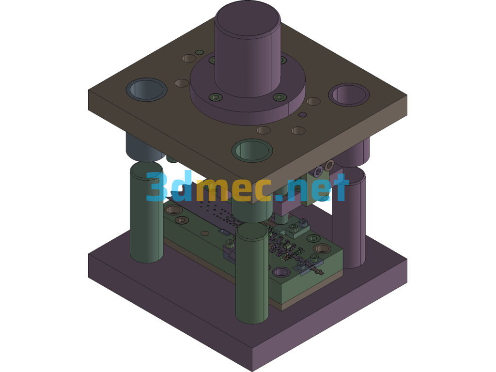 Electronic And Electrical Spring Hook Progressive Die - 3D Model Exported Free Download