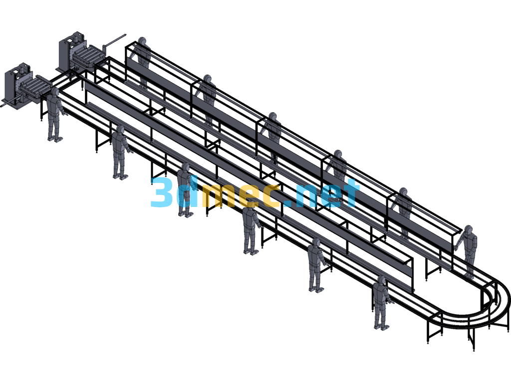 Circular Smooth Strip Assembly Line - 3D Model Exported Free Download