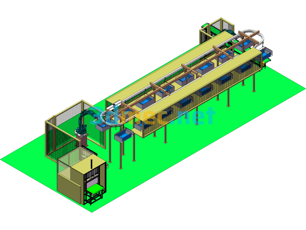 Robot Feeding Circular Recycling Equipment - 3D Model SolidWorks Free Download