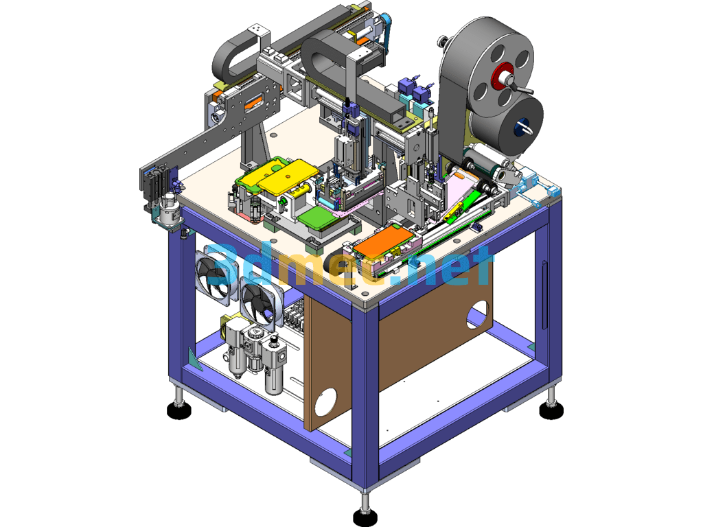 Mobile Phone Film Pasting Equipment Automatic Front Side Bottom Film Pasting - 3D Model SolidWorks Free Download